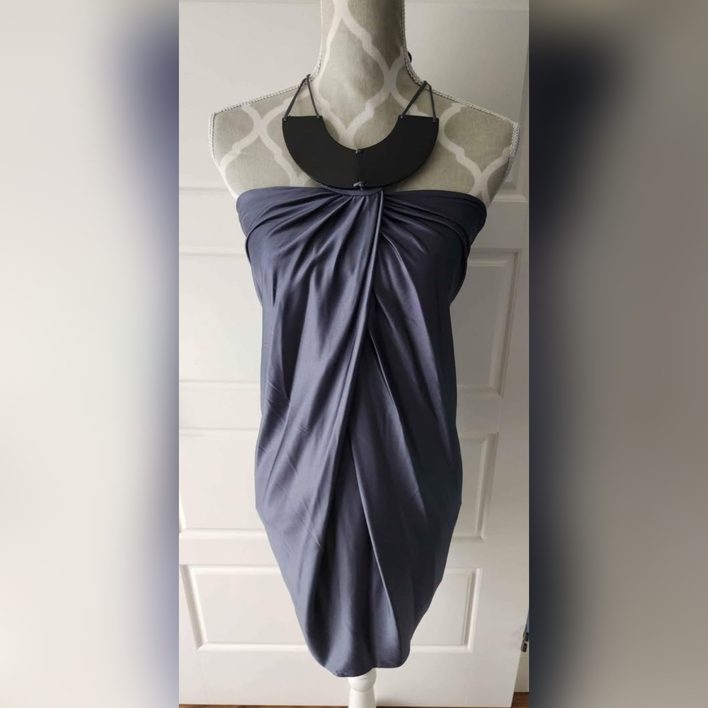 Elegant Strapless Gray Dress